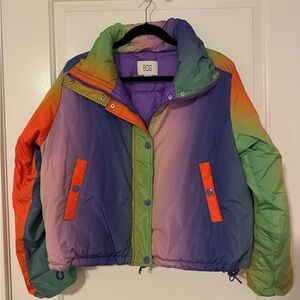 BDG Kids Rainbow Ombre Puffer Jacket - Green, Purple, Orange